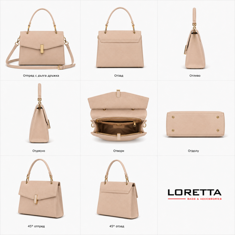 Дамска чанта Lidia голяма бежова - код 2885