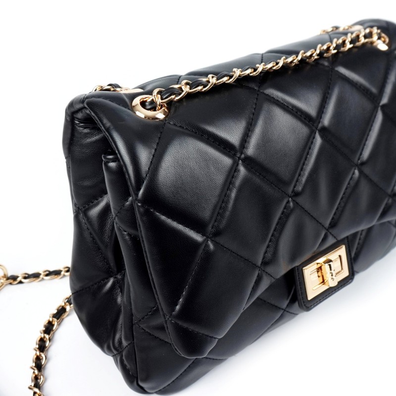 Ежедневна мека дамска чанта с двойна дръжка - черна - код 2343